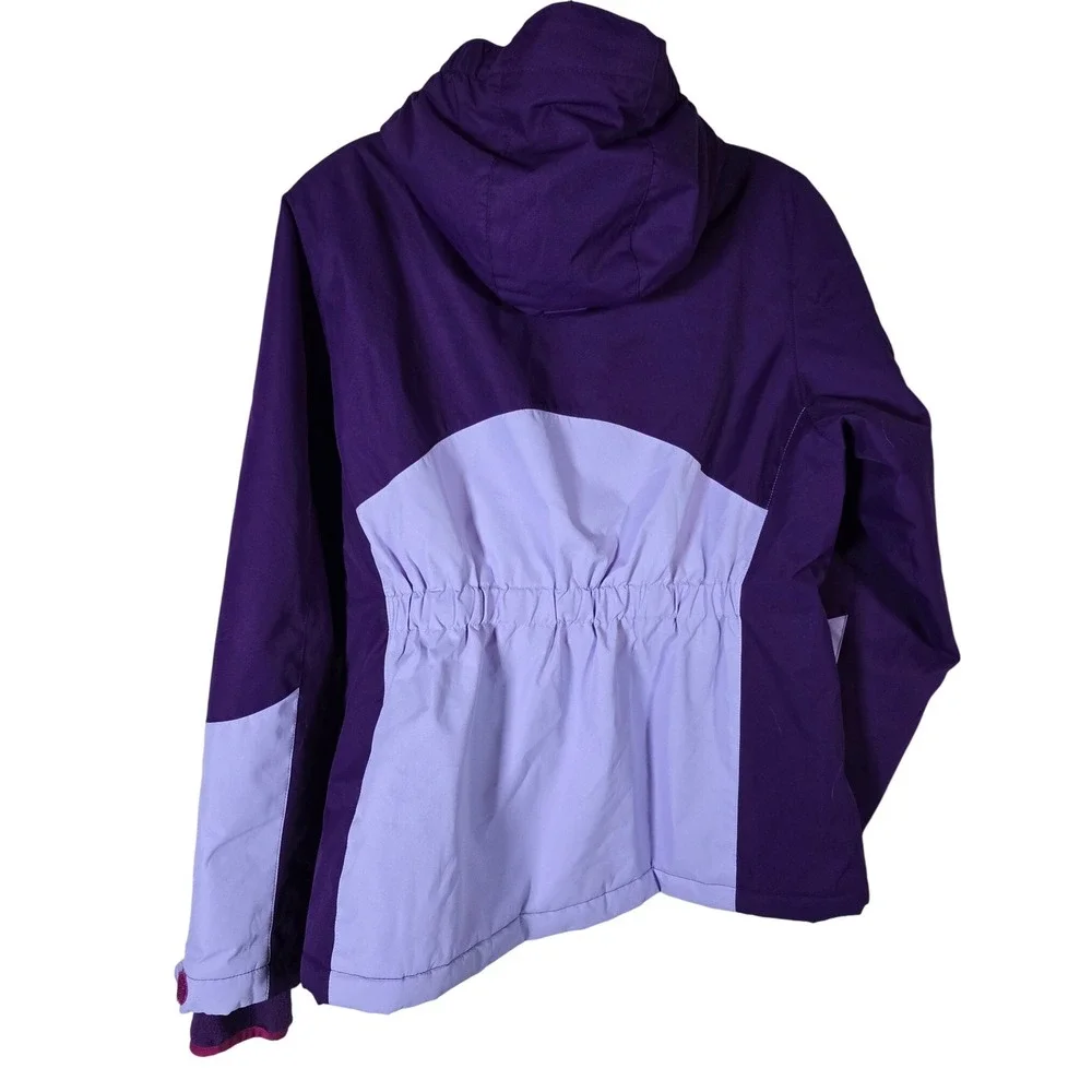 Lands End Kids Girls Purple‎ Light Purple Star Ski Jacket Hooded Zip Up XL